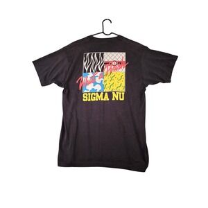 Vintage Sigma Nu Shirt XL Screen Stars Best Single Stitch What a Rush 90s Black